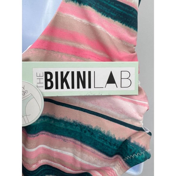 Bikini Lab Women's One Piece Swimsuit Size XXL V-Plunge Striped Thong Strappy - Picture 8 of 10